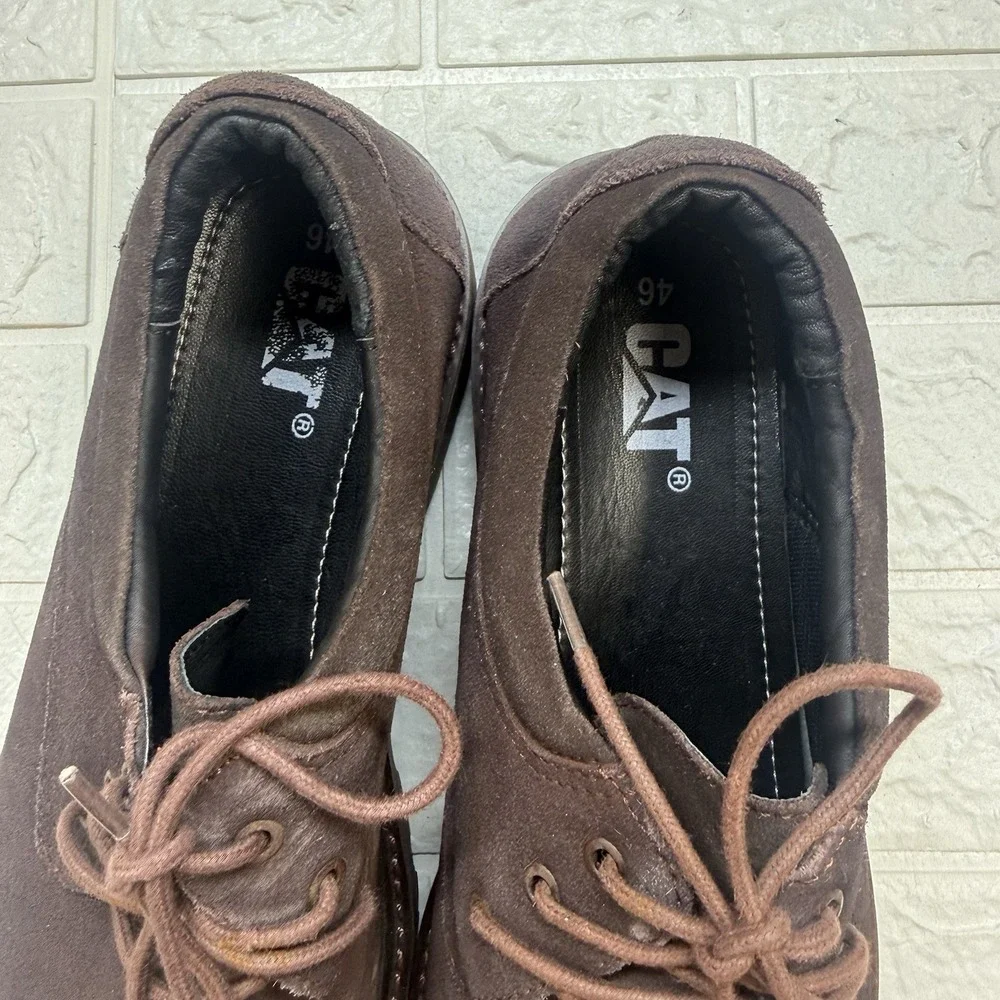 Caterpillar Cat Mens Brown Leather Casual Work Shoes Size 12 EU 46